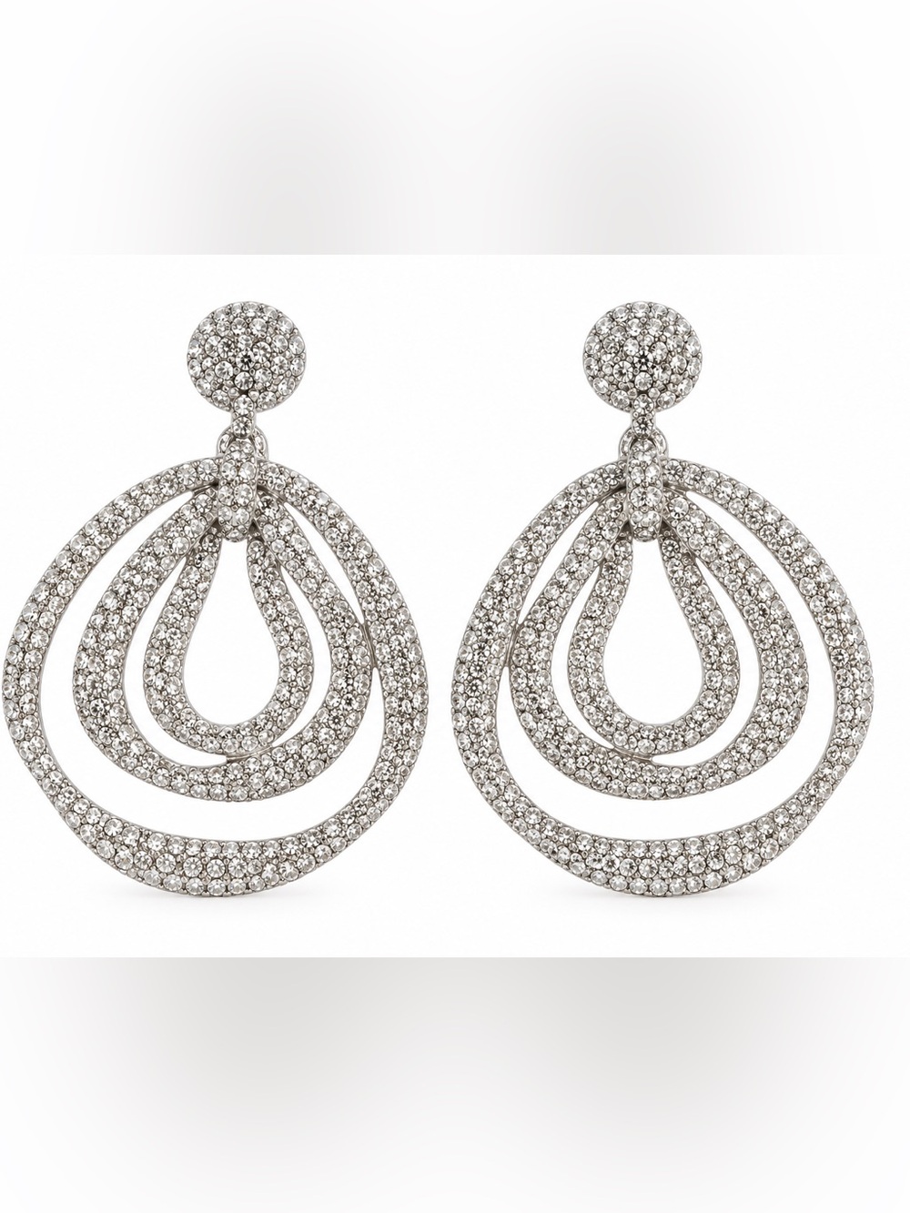 Zara Silver Crystal Layered Teardrop Earrings
